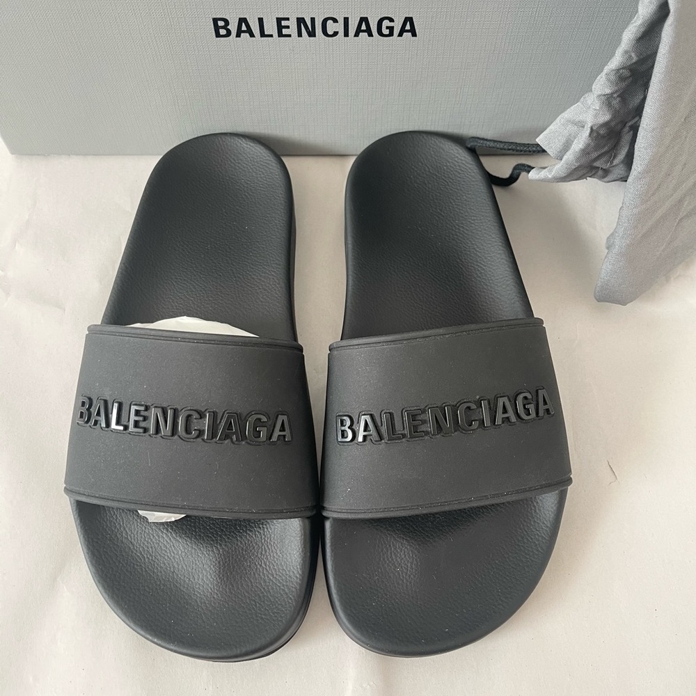 NEW BALENCIAGA Logo Sport Slide Sz36